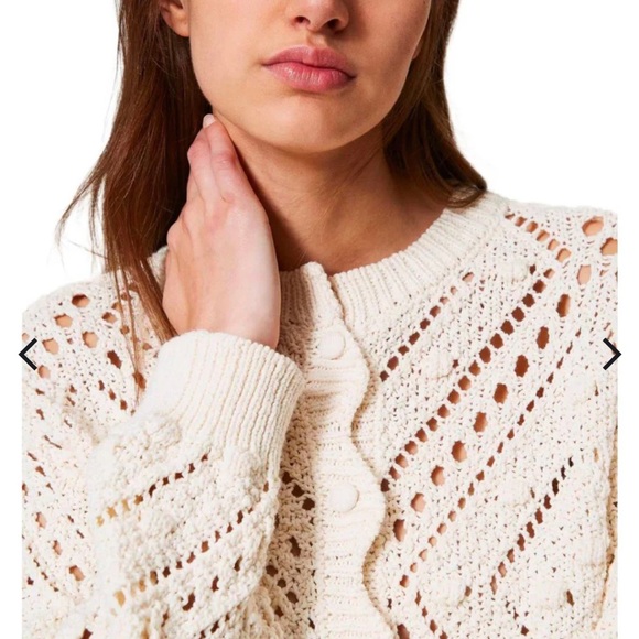 NWT! TWINSET Cardigan w/ Open-Knit Design•M - Picture 2 of 14